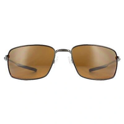 Pre-owned Oakley Sunglasses Square Wire Oo4075-14 Tungsten Prizm Tungston Polarized In Brown