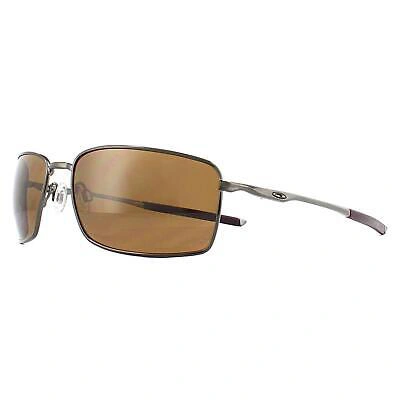 Pre-owned Oakley Sunglasses Square Wire Oo4075-14 Tungsten Prizm Tungston Polarized In Brown