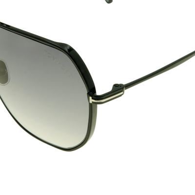 Pre-owned Tom Ford Aviator Sunglasses Tf 852 "gilles" 01b Black/silver Square Shape Mens In Gray