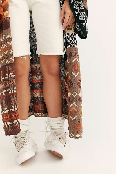 Pre-owned Free People Xs Or Small Fall Boho Cardi Maxi Landmark Cardigan In Multicolor