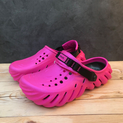 Pre-owned Crocs Echo Shimmer Clog Magenta Shimmer Pink & Black Select-a-size In Purple
