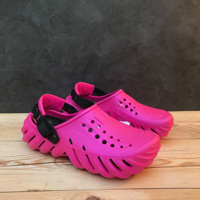 Pre-owned Crocs Echo Shimmer Clog Magenta Shimmer Pink & Black Select-a-size In Purple
