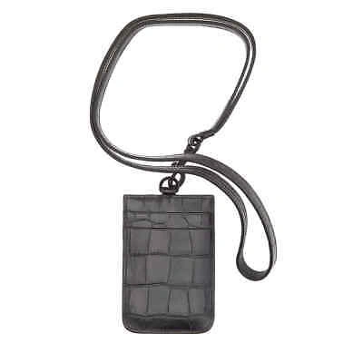 Pre-owned Balenciaga Black Gossip Croco Embossed Leather Card Holder With Strap