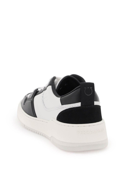 Pre-owned Ferragamo Dennis Gancini Outline Men's White/black Leather Sneakers Ss24