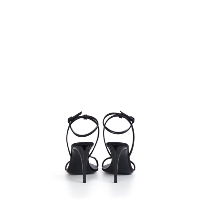 Pre-owned Saint Laurent 1095$ Gloria High Heels Sandals Crepe Satin With Rhinestones In Black