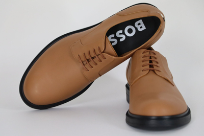 Pre-owned Hugo Boss Dress Shoes, Mod. Saul_derb_lt, Size 42 / Us 9, Light/pastel Brown