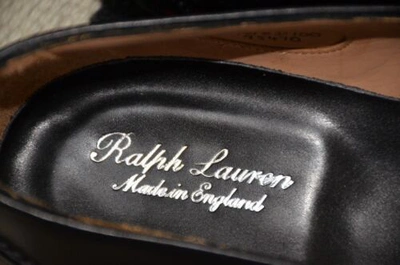 Pre-owned Ralph Lauren Purple Label Edward Green Black Calf Penny Loafer Dress Shoes
