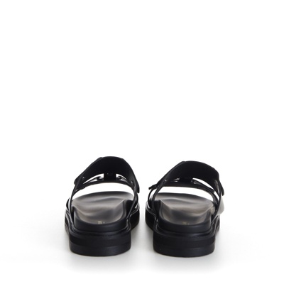 Pre-owned Celine 1050$ Tippi Slide Sandals - Black Leather, Metal Ring/studs