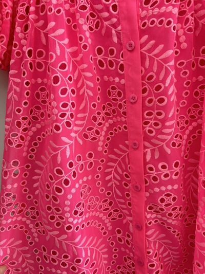 Pre-owned Lilly Pulitzer $348  Amrita Midi Dress Pink Isle Swirly Scalloped Eyelet 2 4