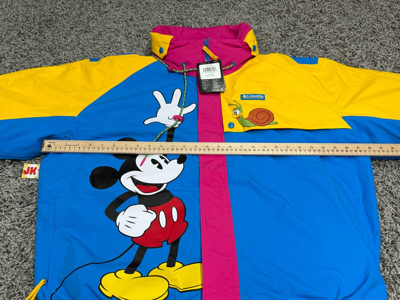 Pre-owned Disney Columbia Jacket Adult Large Blue Yellow Mickey Mouse Fleece Retro
