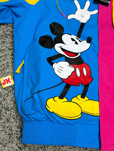 Pre-owned Disney Columbia Jacket Adult Xl Blue Yellow Mickey Mouse Pluto Fleece Retro