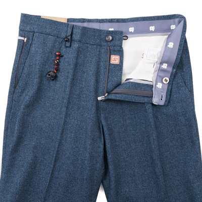 Pre-owned Marco Pescarolo Slim-fit Teal Blue Soft Wool-blend Dress Pants 33 (eu 50)