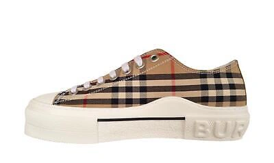 Pre-owned Burberry Women's Sneaker Shoes In Fabric And Rubber 8050506 Beige