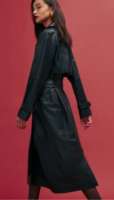 Pre-owned Reformation Veda Ashland Leather Trench Coat. Retail $800. Brand Nwt. Sz Small. In Black