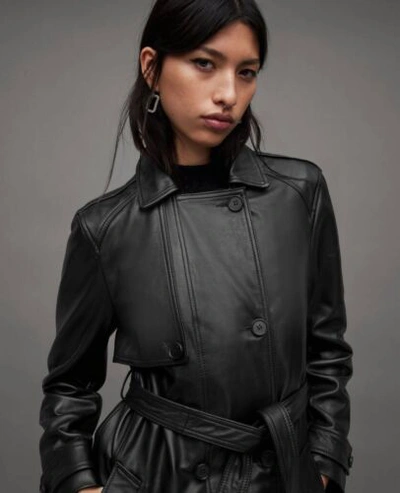 Pre-owned Reformation Veda Ashland Leather Trench Coat. Retail $800. Brand Nwt. Sz Small. In Black