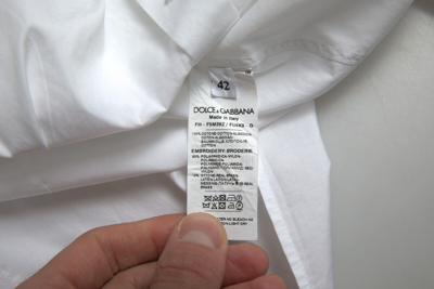 Pre-owned Dolce & Gabbana Top White Cotton Collared Long Sleeves Shirt It42/us8/m 970usd