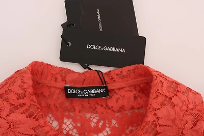 Pre-owned Dolce & Gabbana Elegant Orange Floral Lace Crystal Cardigan Blouse