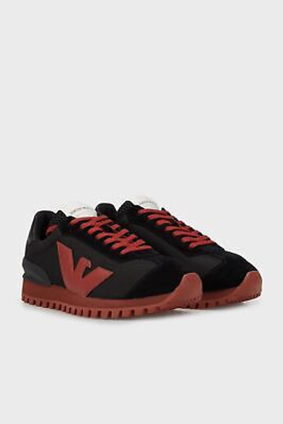 Pre-owned Emporio Armani Shoes Sneaker  Man Sz. Us 9 X4x583xn647 T430 Black