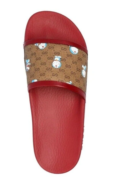 Pre-owned Gucci Authentic  X Doraemon Men's Gg Logo Supreme Slides Size: G10 - 10.5 Us In Multicolor