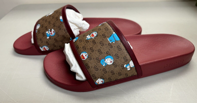 Pre-owned Gucci Authentic  X Doraemon Men's Gg Logo Supreme Slides Size: G10 - 10.5 Us In Multicolor