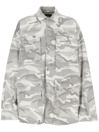 Shop Balenciaga Camouflage Print Oversized Shirt In Multi