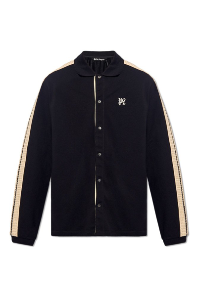 Shop Palm Angels Monogram Embroidered Buttoned Shirt In Black