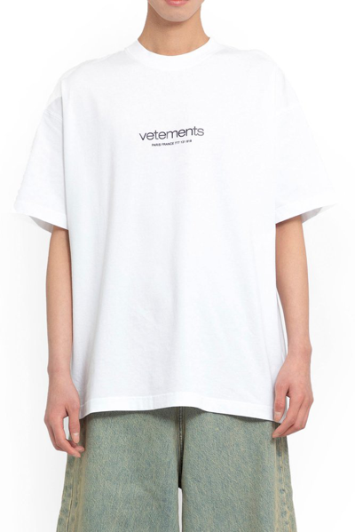 Shop Vetements Logo Printed Round Neck T In White