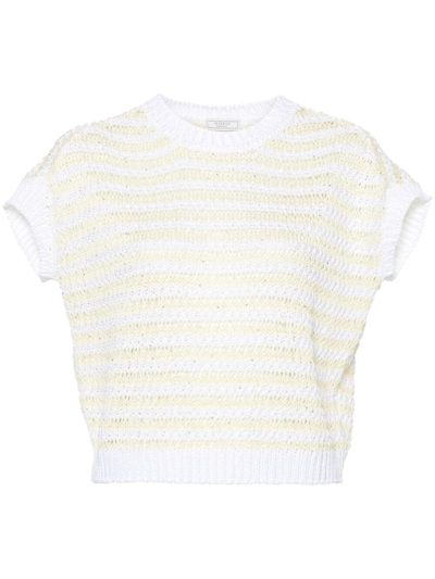 Shop Peserico Striped Sweater In White