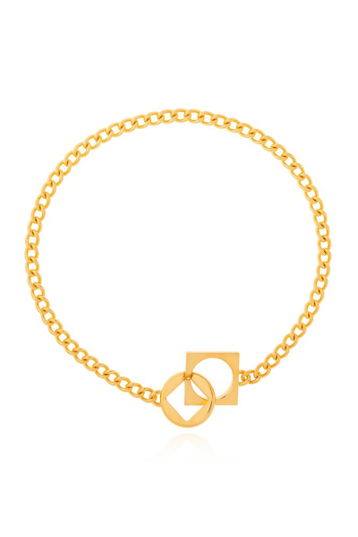 Shop Jacquemus Circle And Square Choker In Gold