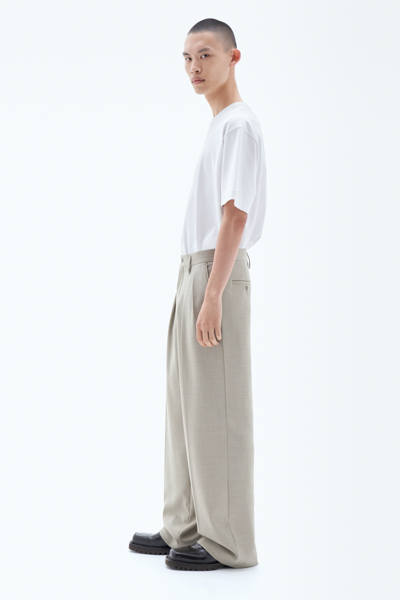 Filippa K Wide Wool Trousers In Beige