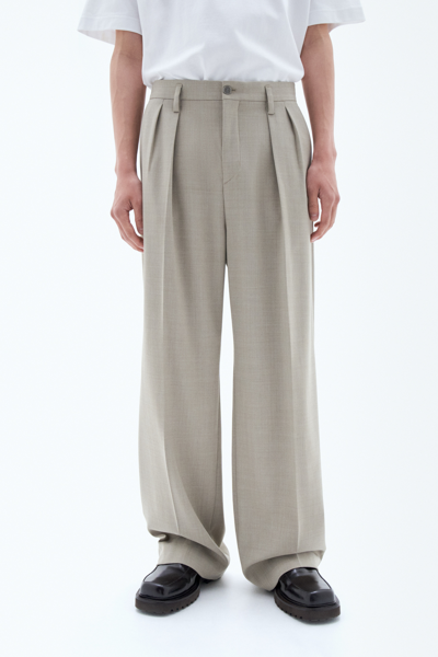 Filippa K Wide Wool Trousers In Beige