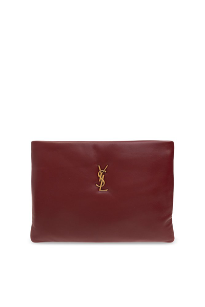 Shop Saint Laurent Calypso Large Pouch In Red