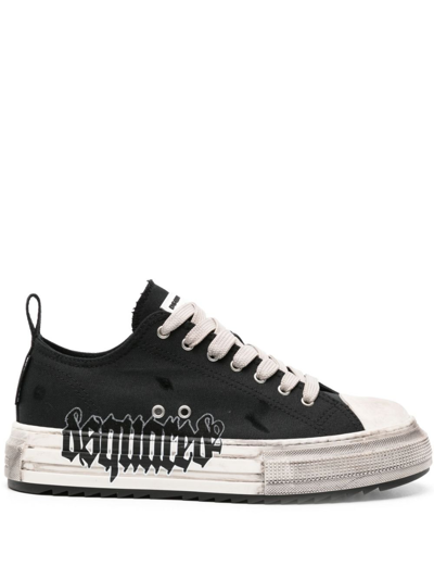 Shop Dsquared2 Black Berlin Canvas Flatform Sneakers