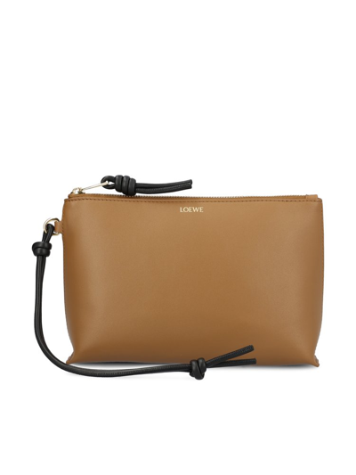 Shop Loewe Knot T Pouch Bag In Brown