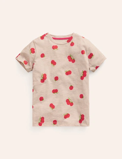 Shop Mini Boden All-over Printed T-shirt Oatmeal Marl Tomatoes Girls Boden