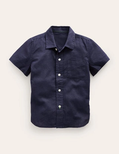 Shop Mini Boden Cotton Linen Shirt Navy Boys Boden