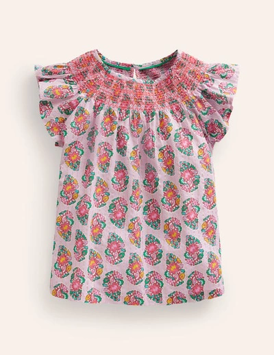 Shop Mini Boden Woven Smocked Top Sugared Almond Pink Paisley Girls Boden