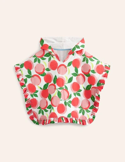 Shop Boden Towelling Poncho Hoodie Ivory Peaches Girls
