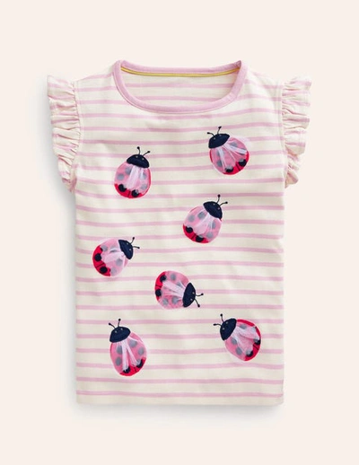 Shop Mini Boden Flutter Short Sleeve T-shirt Sugared Almond/vanilla Pod Girls Boden