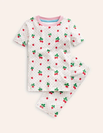 Shop Mini Boden Snug Short John Pajamas Ivory Strawberry Girls Boden