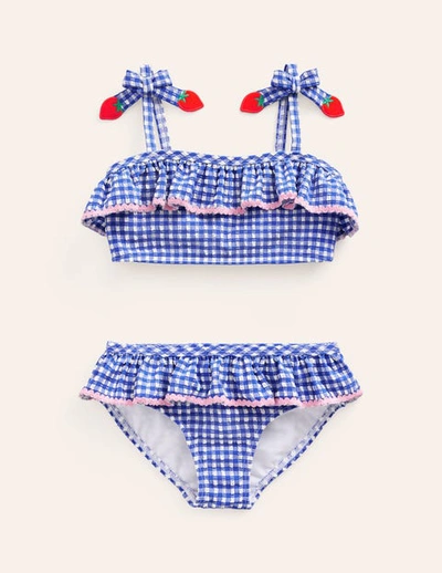 Shop Mini Boden Seersucker Frilly Bikini Blue Gingham Strawberries Girls Boden