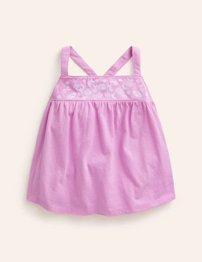 Shop Boden Embroidered Jersey Vest Cosmos Pink Girls