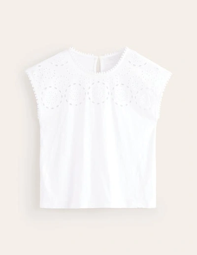 Shop Boden Sasha Broderie T-shirt White Women