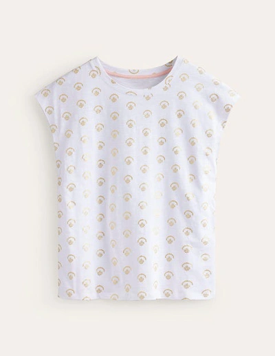 Shop Boden Louisa Printed Slub T-shirt White, Ditsy Vine Foil Women