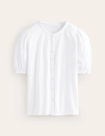 Shop Boden Dolly Puff Sleeve Jersey Shirt White Women