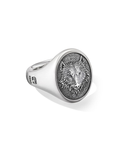Shop David Yurman Men's Petrvs Wolf Signet Ring In Sterling Silver