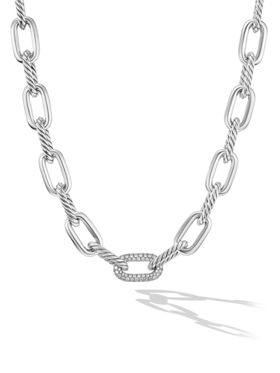 Shop David Yurman Women's Dy Madison Chain Necklace In Sterling Silver With Diamonds