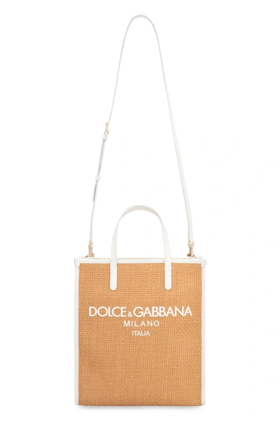 Shop Dolce & Gabbana Raffia Tote Bag In Ecru