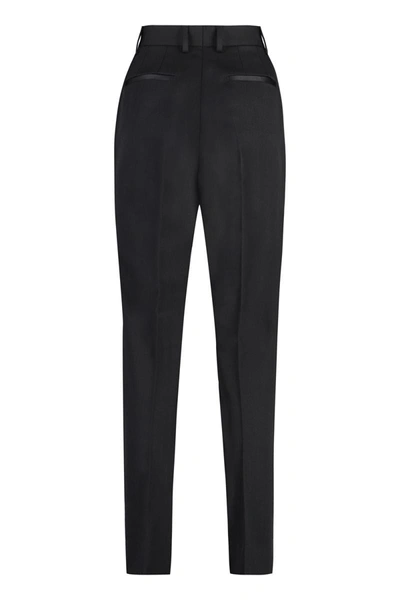 Shop Dolce & Gabbana Wool Gabardine Trousers In Black