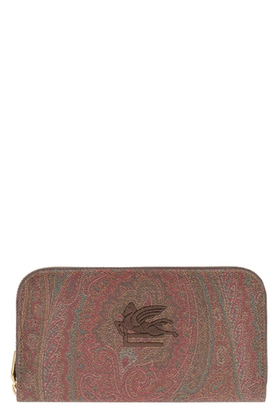 Shop Etro Coated Canvas Wallet In Burgundy